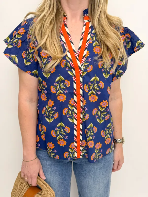 Zinnia Flutter Sleeve Blouse made by THML