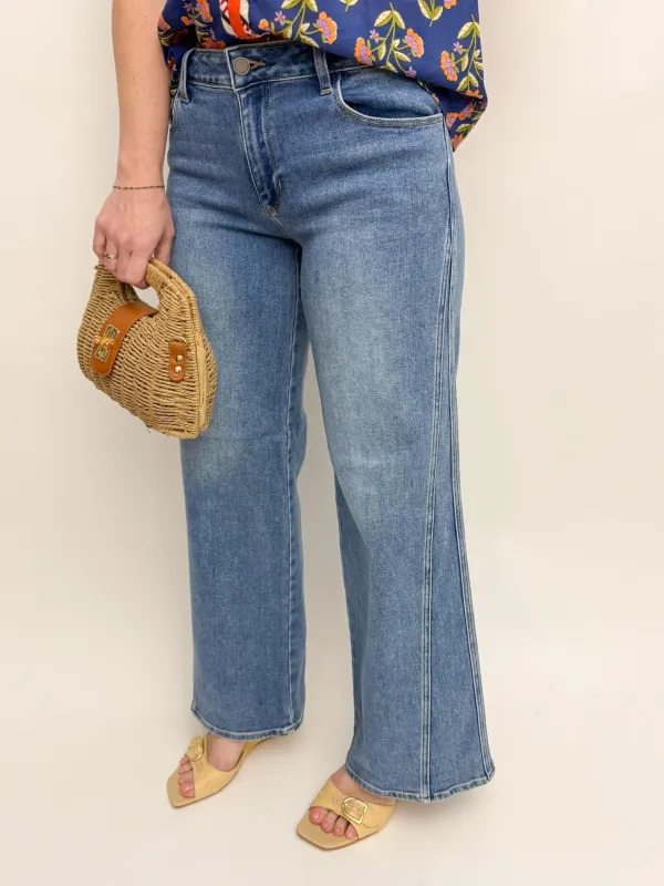 JBD Seamed Wide Leg Medium Denim made by Just Black Denim