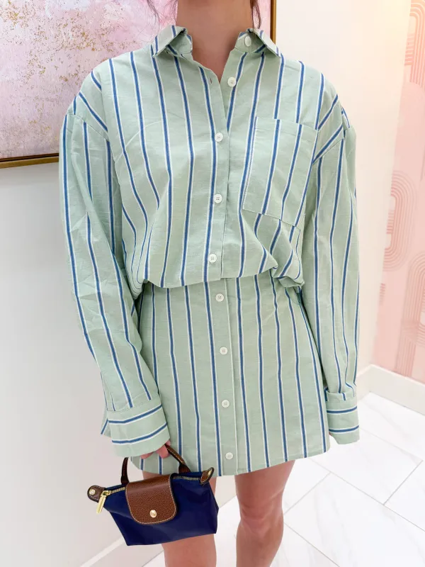 Striped Button Up Shirt & Skort Set made by MABLE