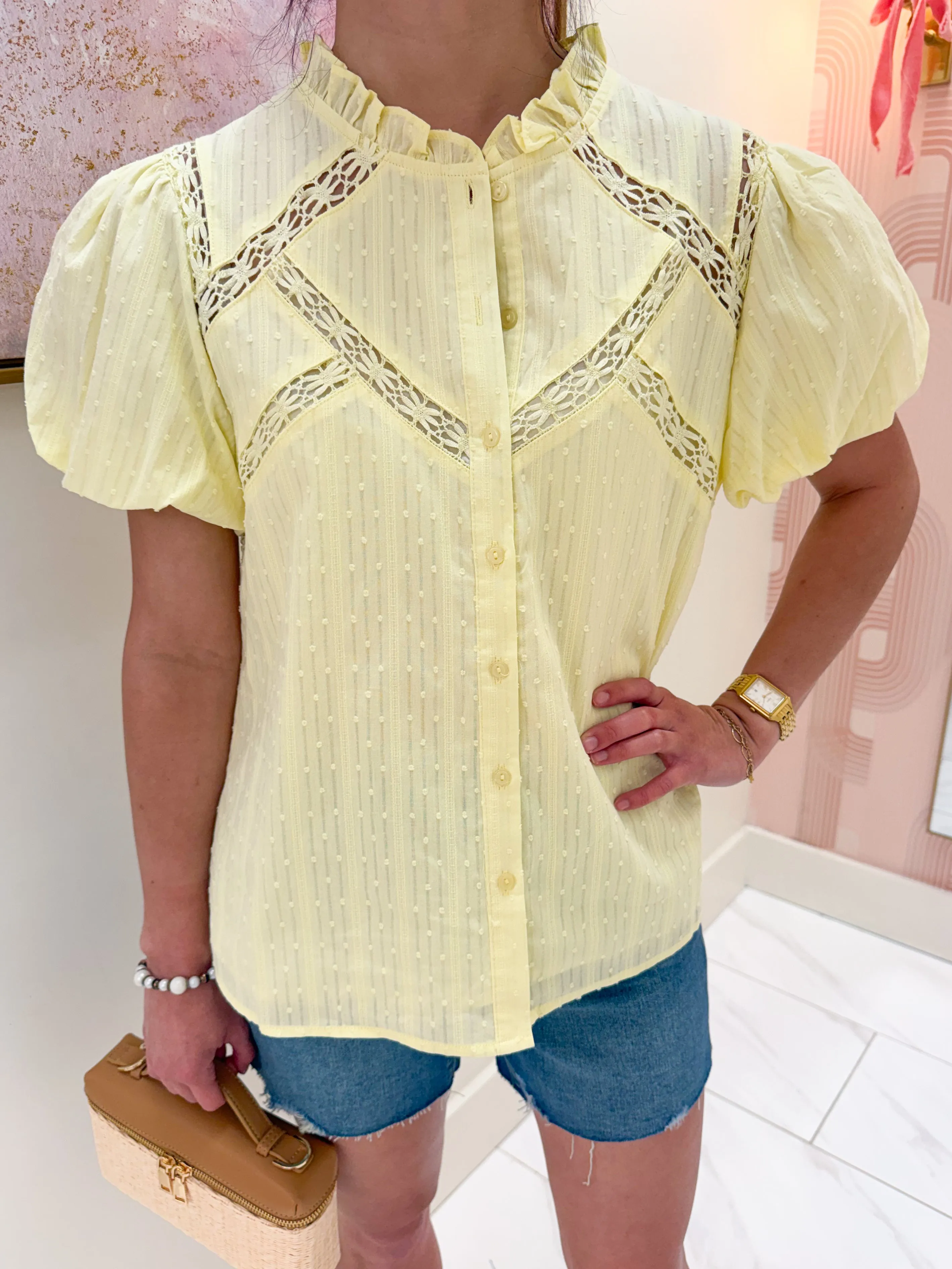 Swiss Dot Limoncello Blouse sold by Mimosa product image thumbnail 3