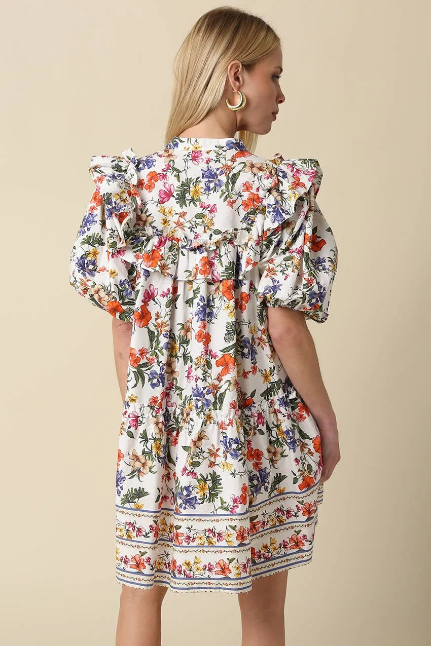Elyse Floral Ruffle Yoke Mini Dress sold by Mimosa product image thumbnail 3