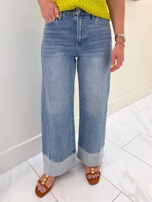 JBD Two Toned Hem Seamed Slim Wide made by Just Black Denim