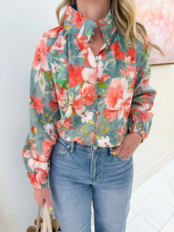Quinn Floral High Neck Blouse made by Fate