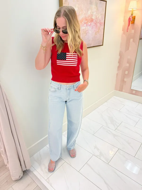 Flag Knit Sweater Tank made by Le Lis