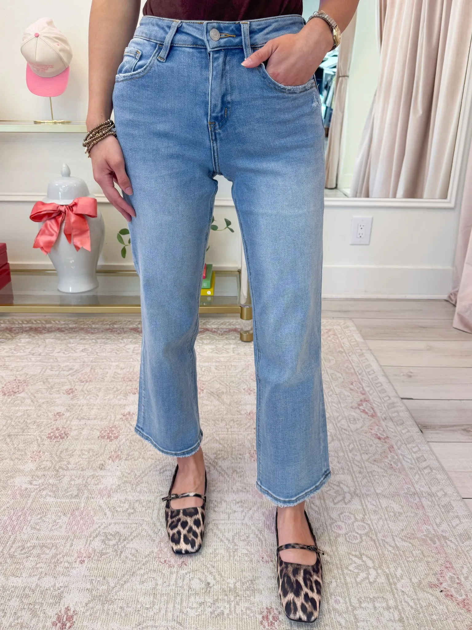 High Rise Slim Wide Crop Jean sold by Mimosa