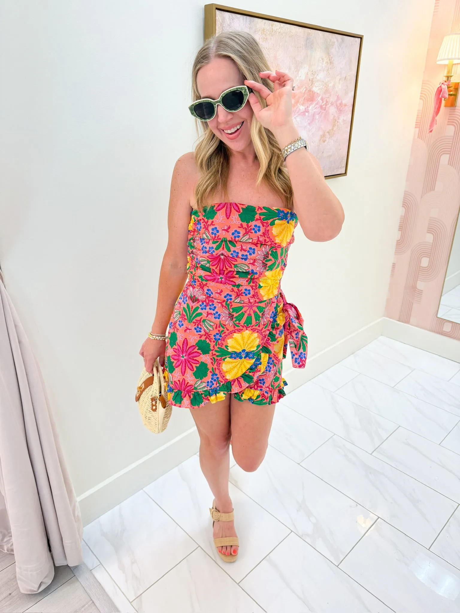 Gloria Floral Strapless Wrap Romper sold by Mimosa product image thumbnail 3