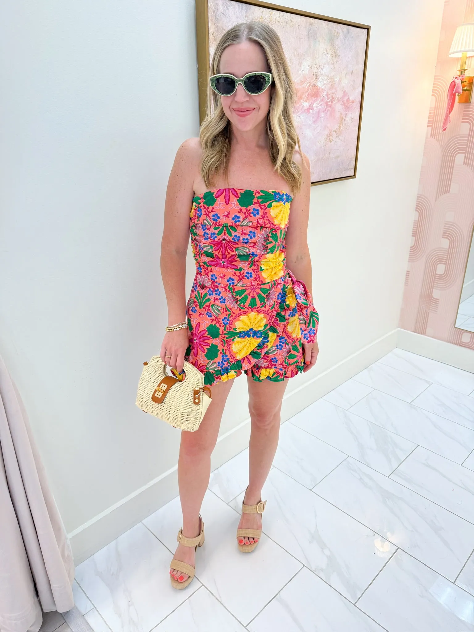 Gloria Floral Strapless Wrap Romper sold by Mimosa product image thumbnail 4
