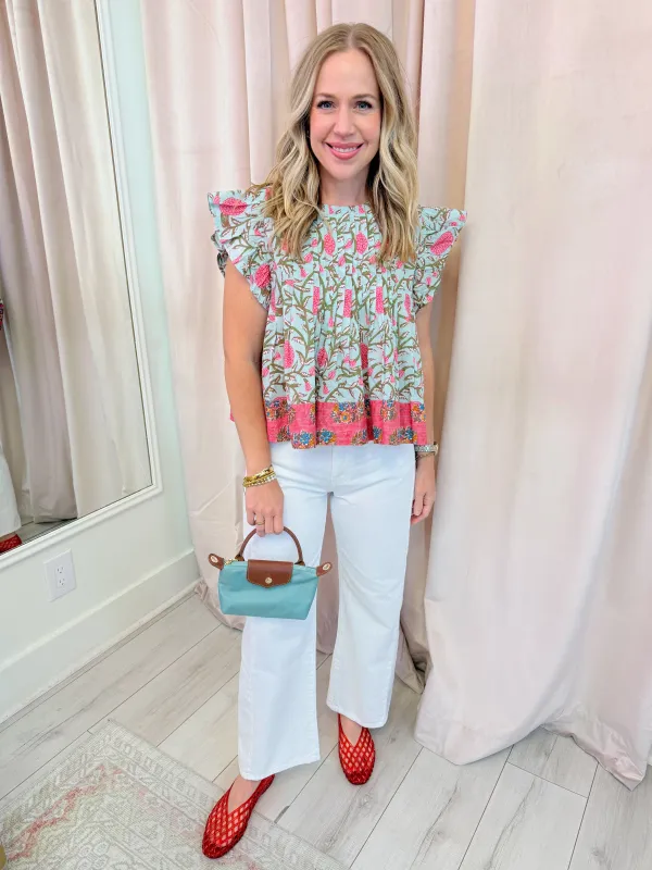 Amelia Ruffle Shoulder Blouse made by THML