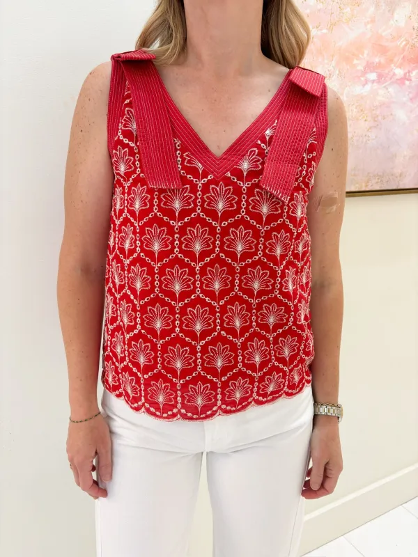 Scarlett Eyelet Neckline Top made by TCEC