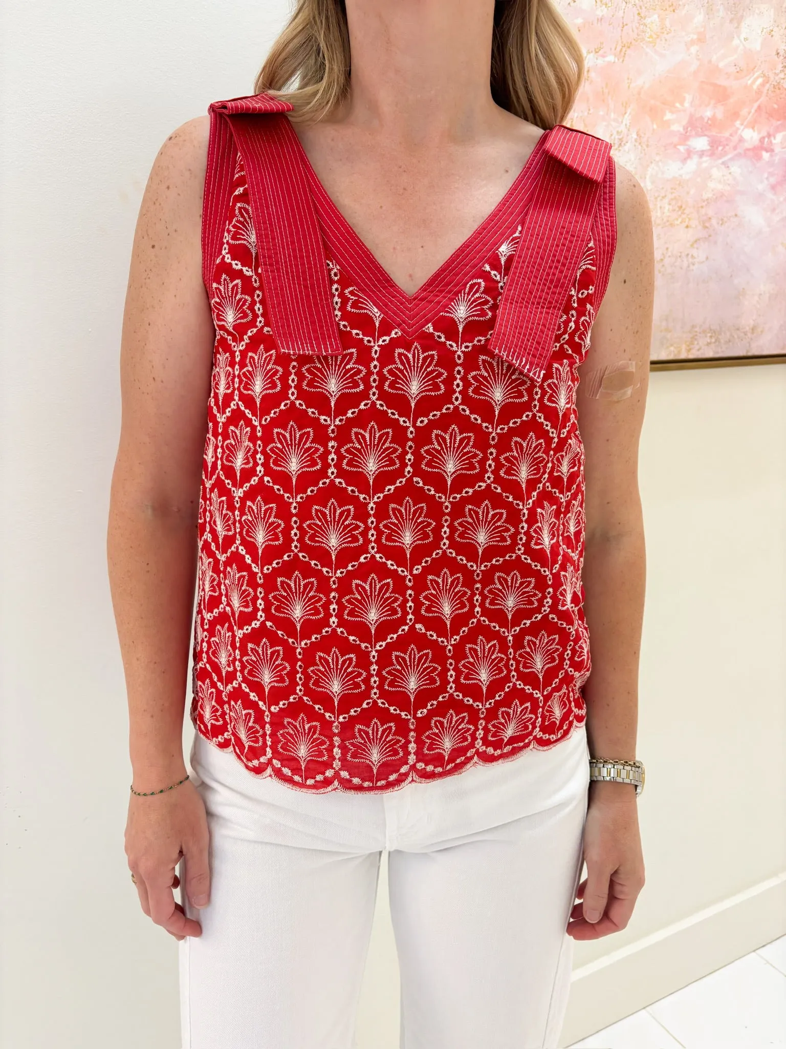 Scarlett Eyelet Neckline Top sold by Mimosa
