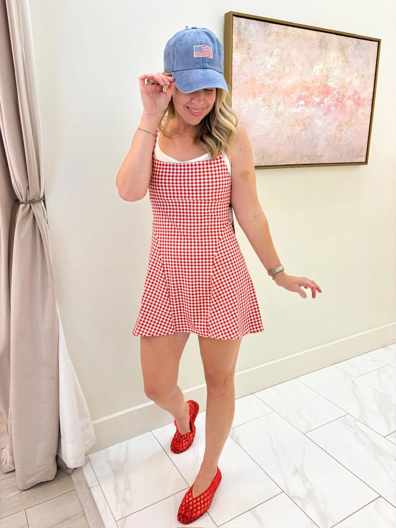 Gingham Print Double Layered Dress sold by Mimosa