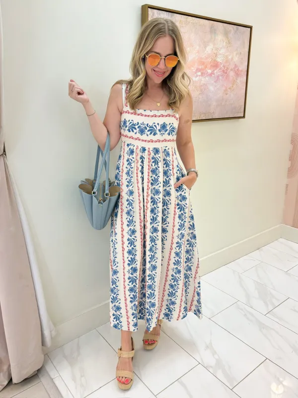 Elizabeth Floral Stripe Midi Dress made by TCEC