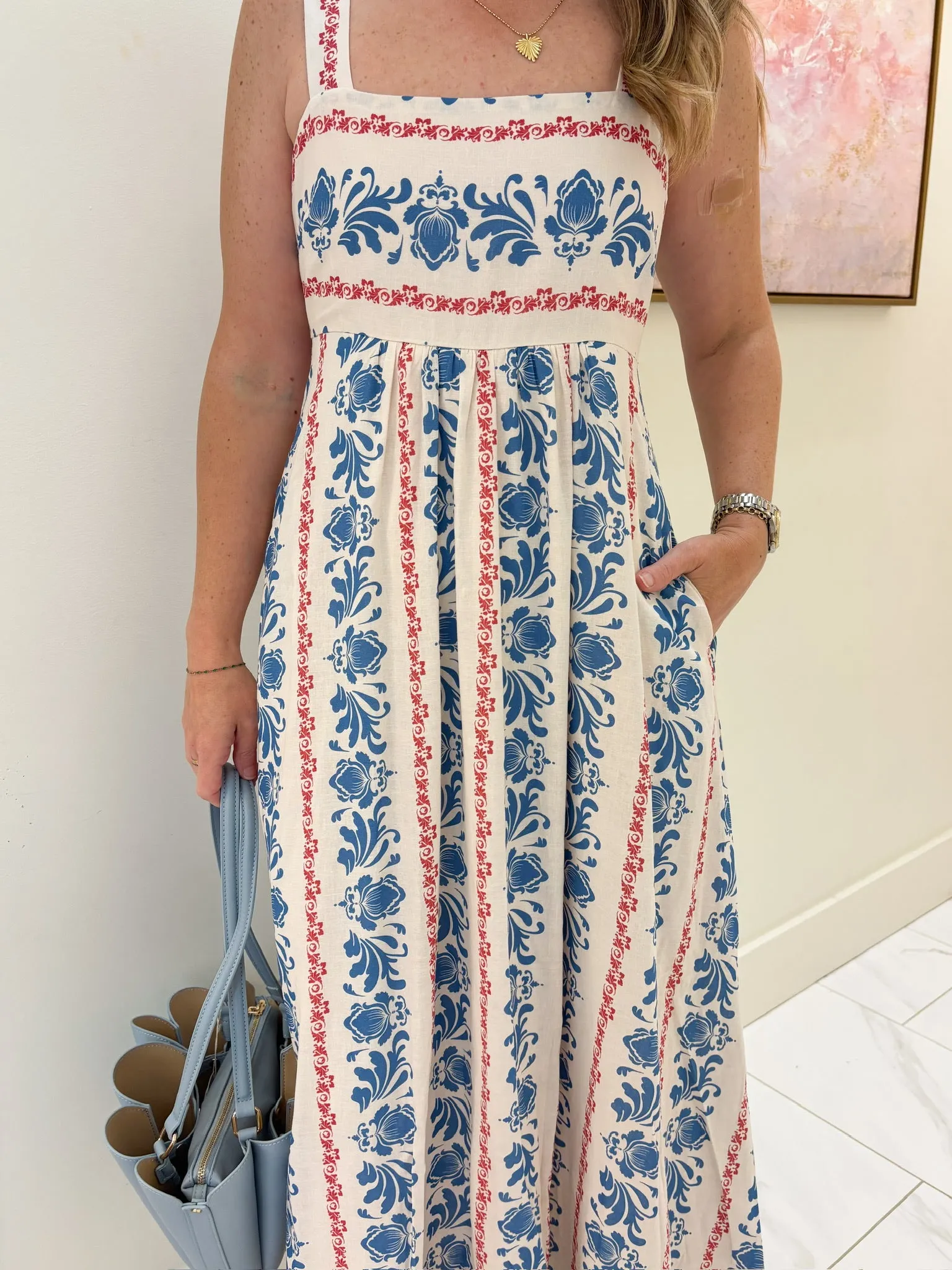 Elizabeth Floral Stripe Midi Dress sold by Mimosa product image thumbnail 2