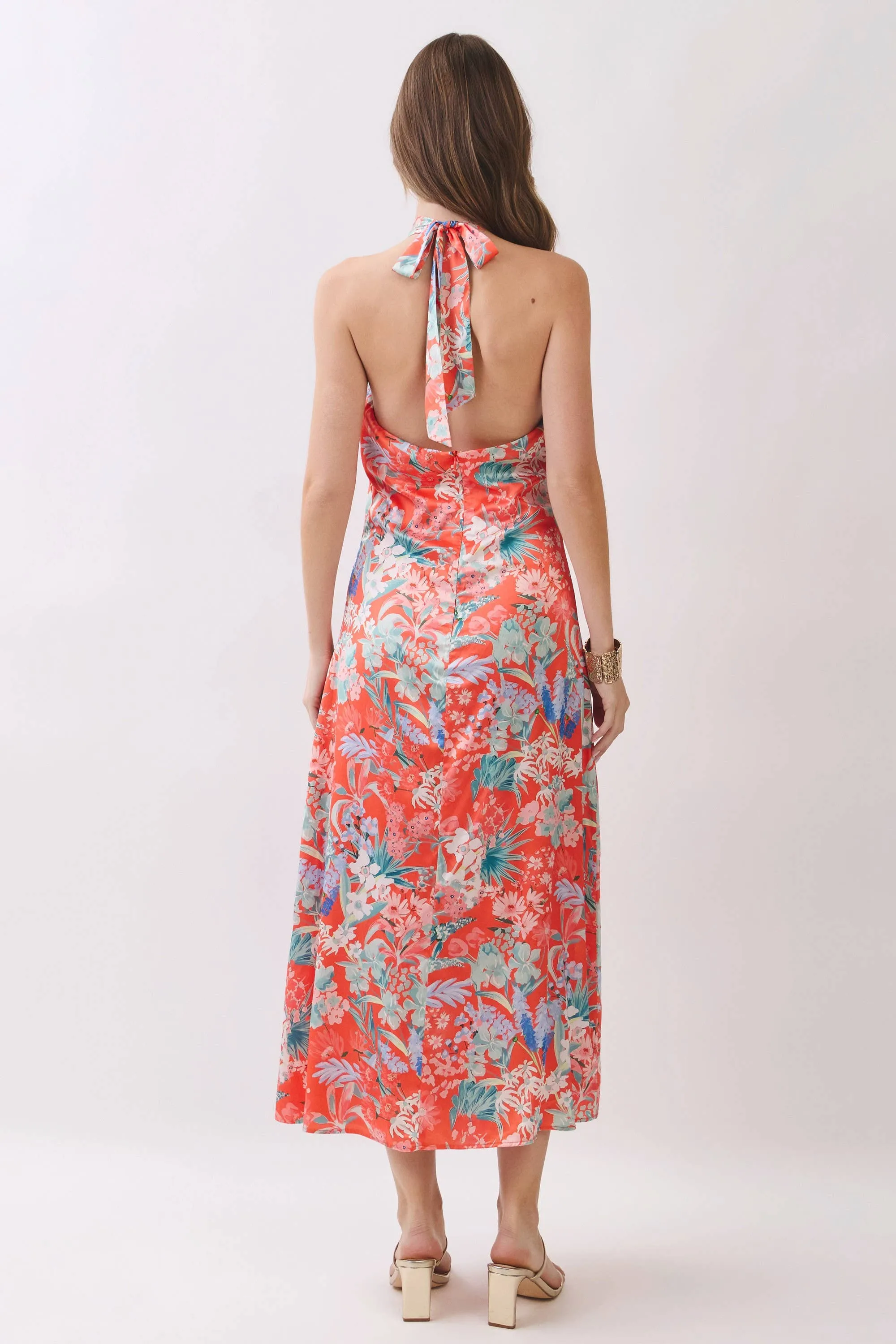 Tropical Floral Print Halter Midi Dress sold by Mimosa product image thumbnail 3