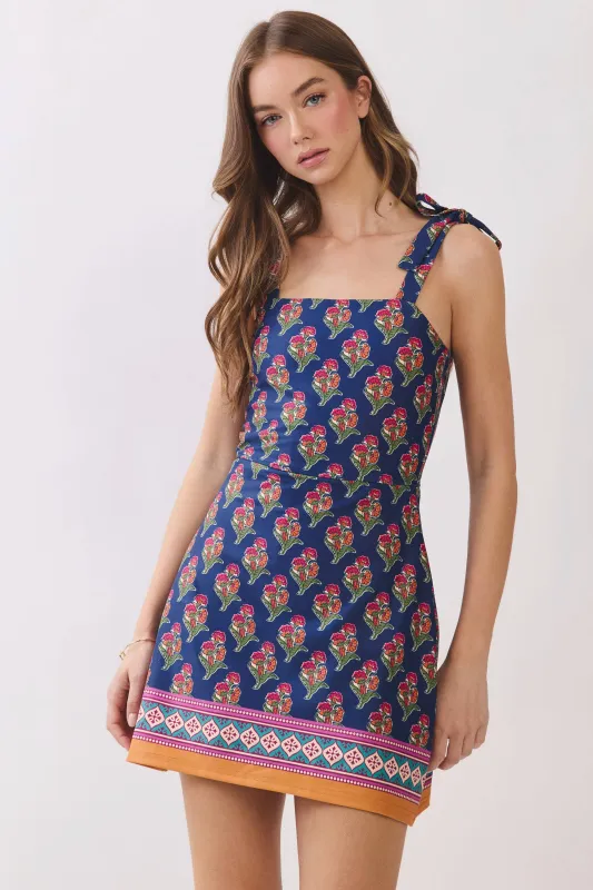Floral Print Tie Shoulder Athletic Dress made by TCEC