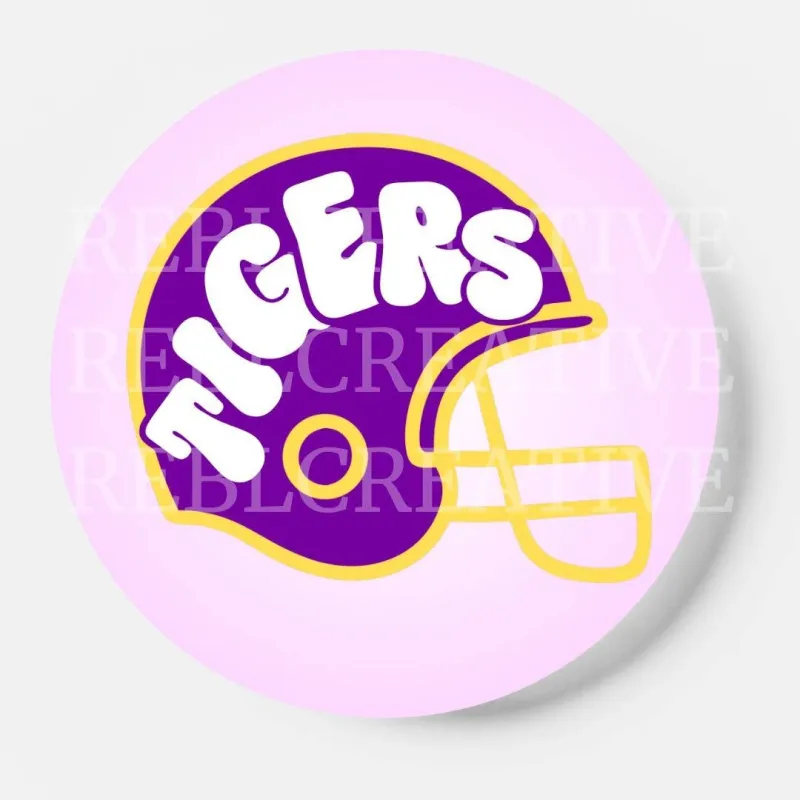 Helmet - Tigers - Purple & Yellow - Game Day Button made by Mimosa