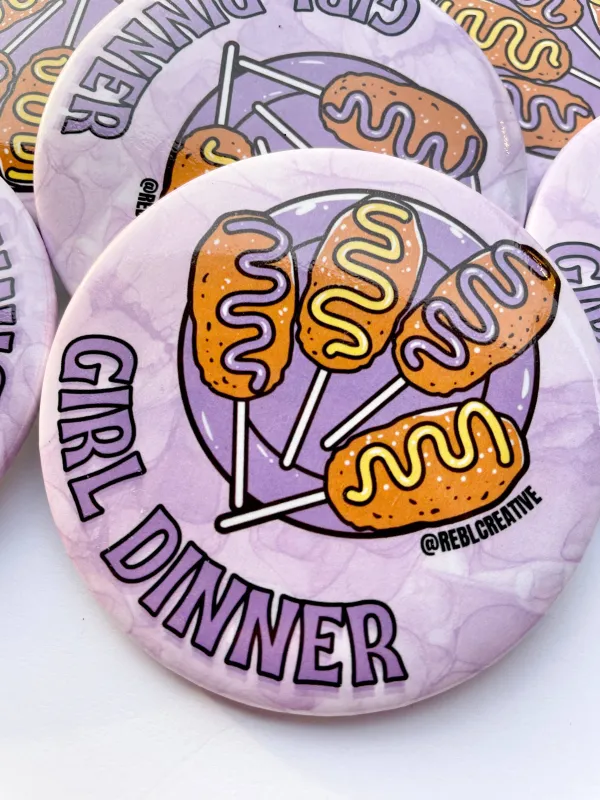 Girl Dinner - Purple & Yellow - Game Day Button made by Mimosa