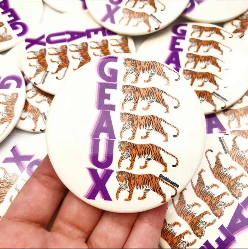 Geaux - Cream - Game Day Button made by Mimosa
