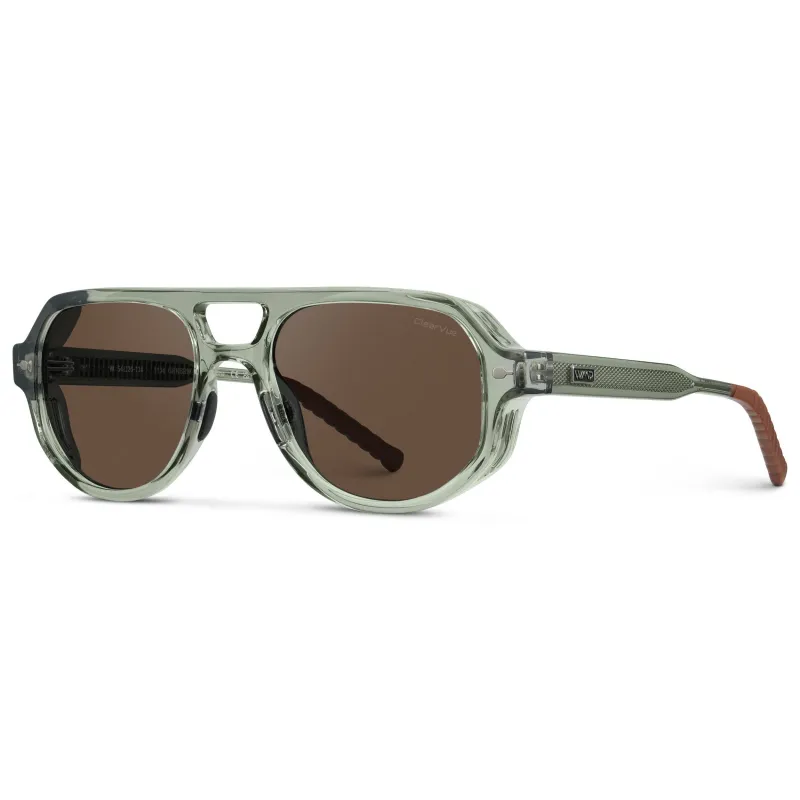 Clay - Double Bridge Aviator Polarized Sunglasses made by Mimosa