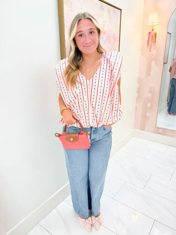 Floral Ditzy Stripe Bubble Top made by Karlie
