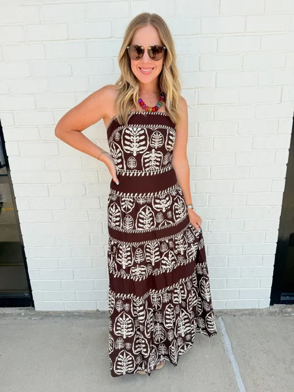 Leaf Print Tiered Maxi Dress made by TCEC