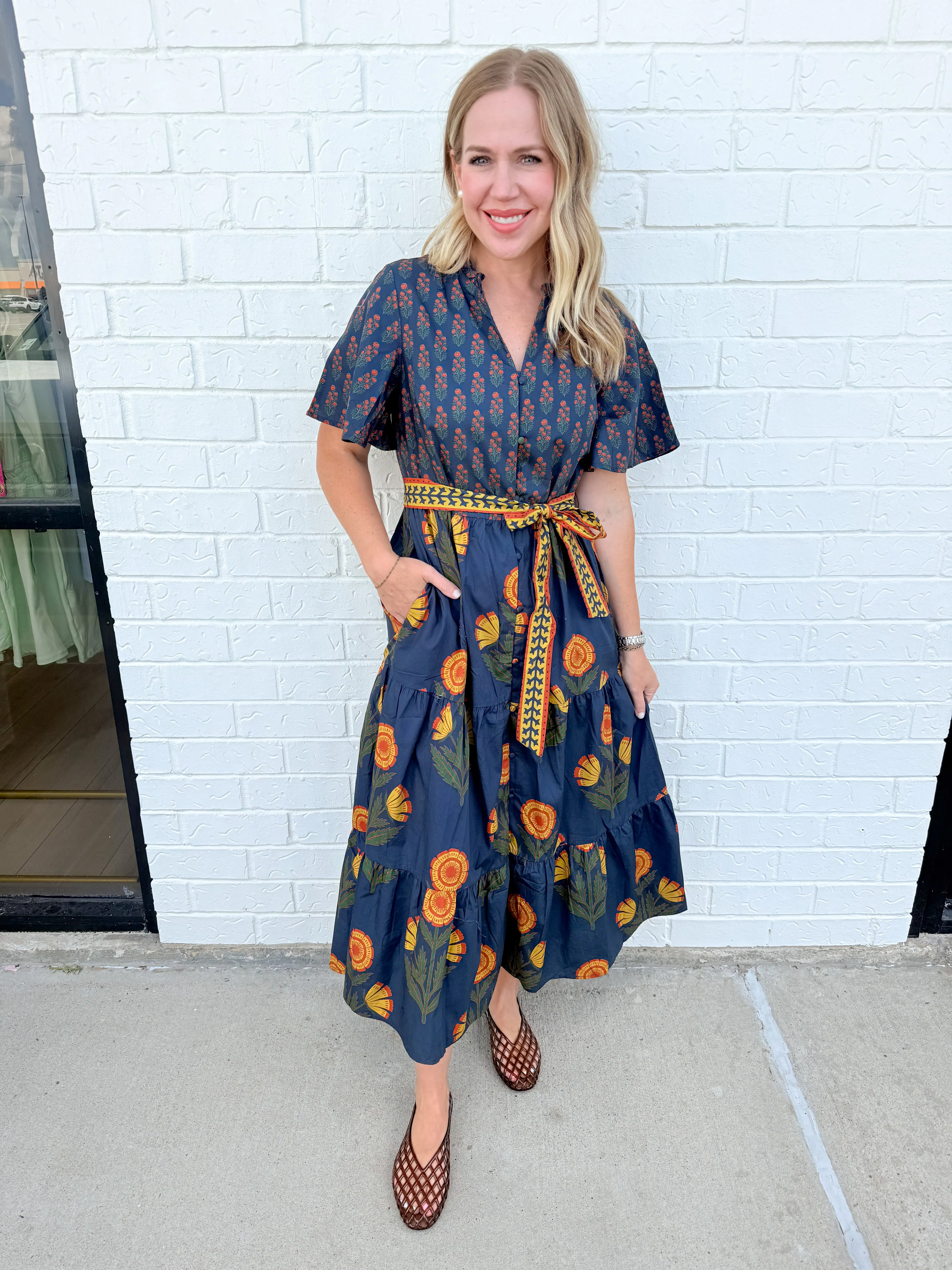 Folk Floral Midi Dress sold by Mimosa product image thumbnail 2