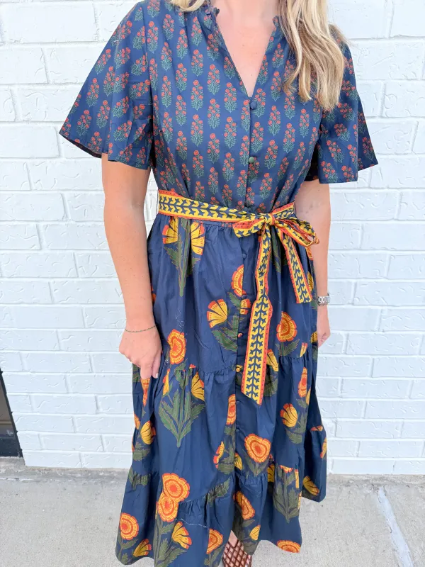 Folk Floral Midi Dress made by TCEC