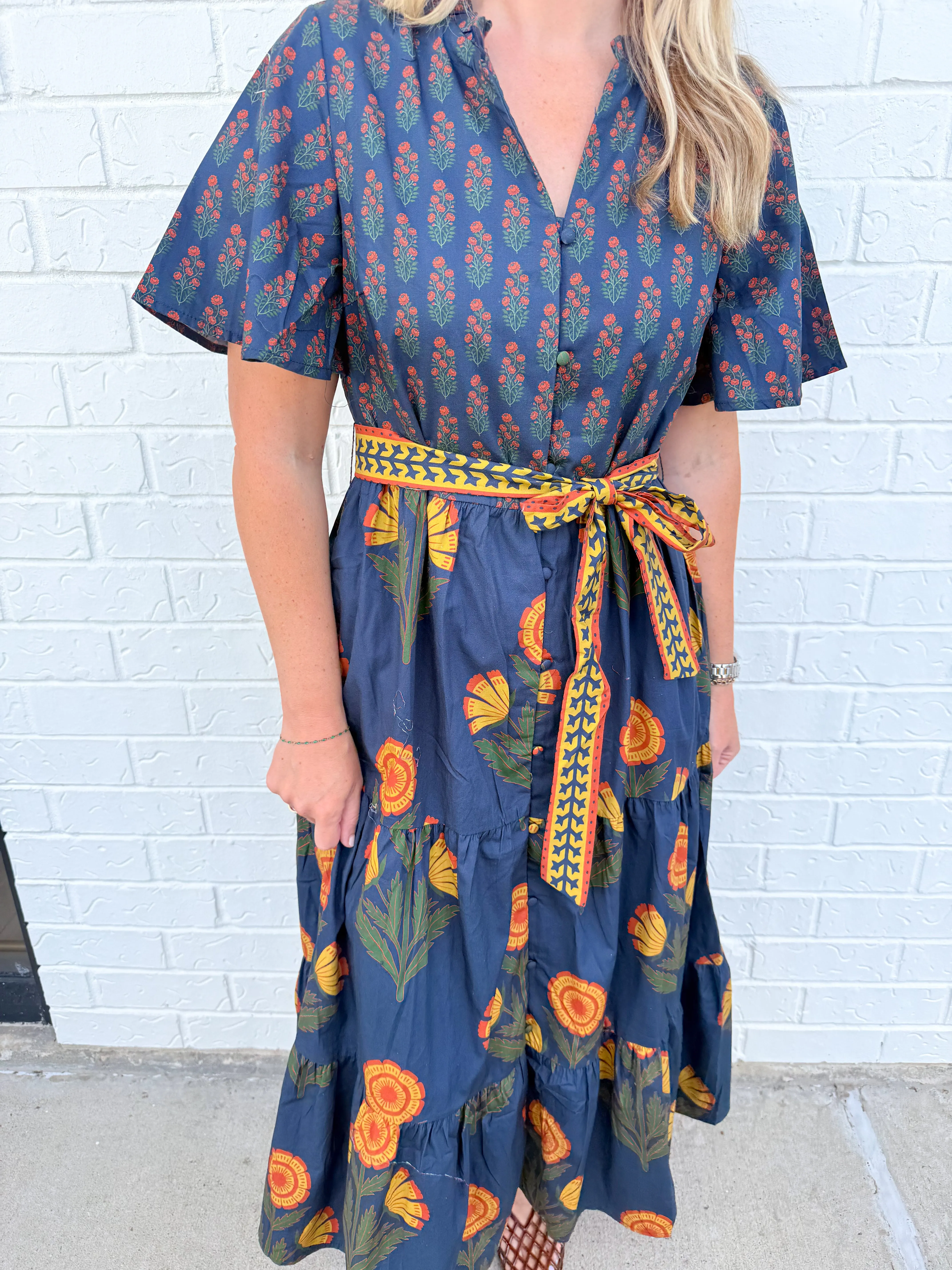 Folk Floral Midi Dress sold by Mimosa