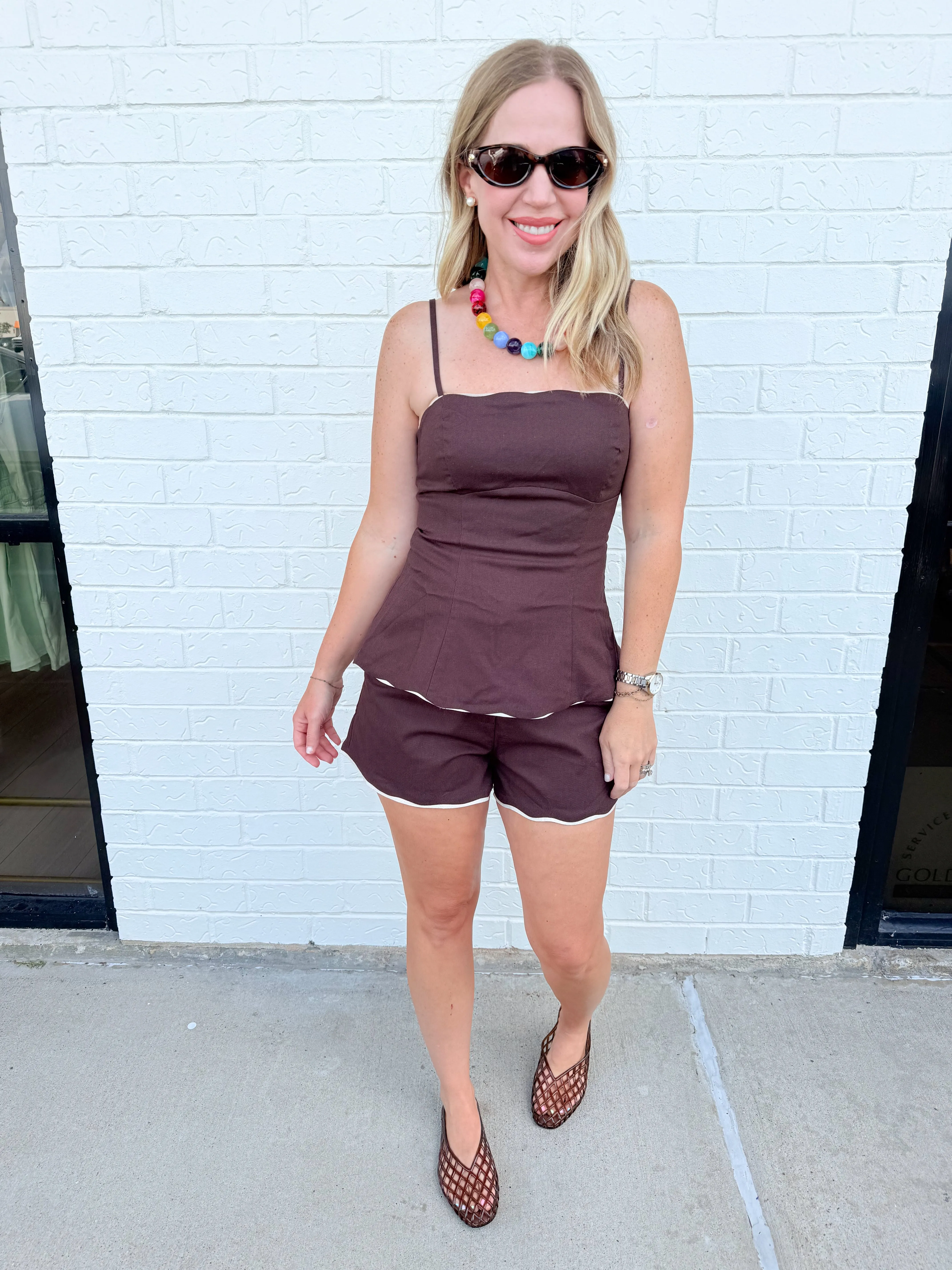 Espresso Scalloped Shorts sold by Mimosa product image thumbnail 2
