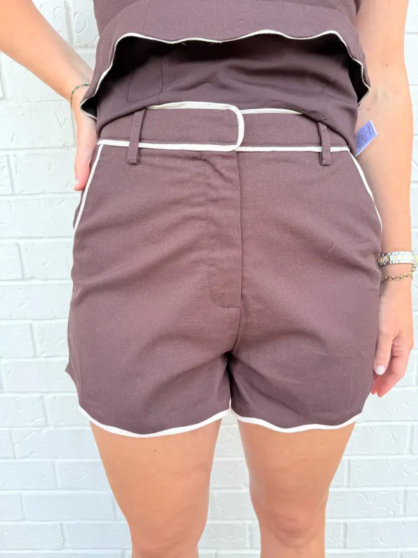 Espresso Scalloped Shorts made by Day + Moon