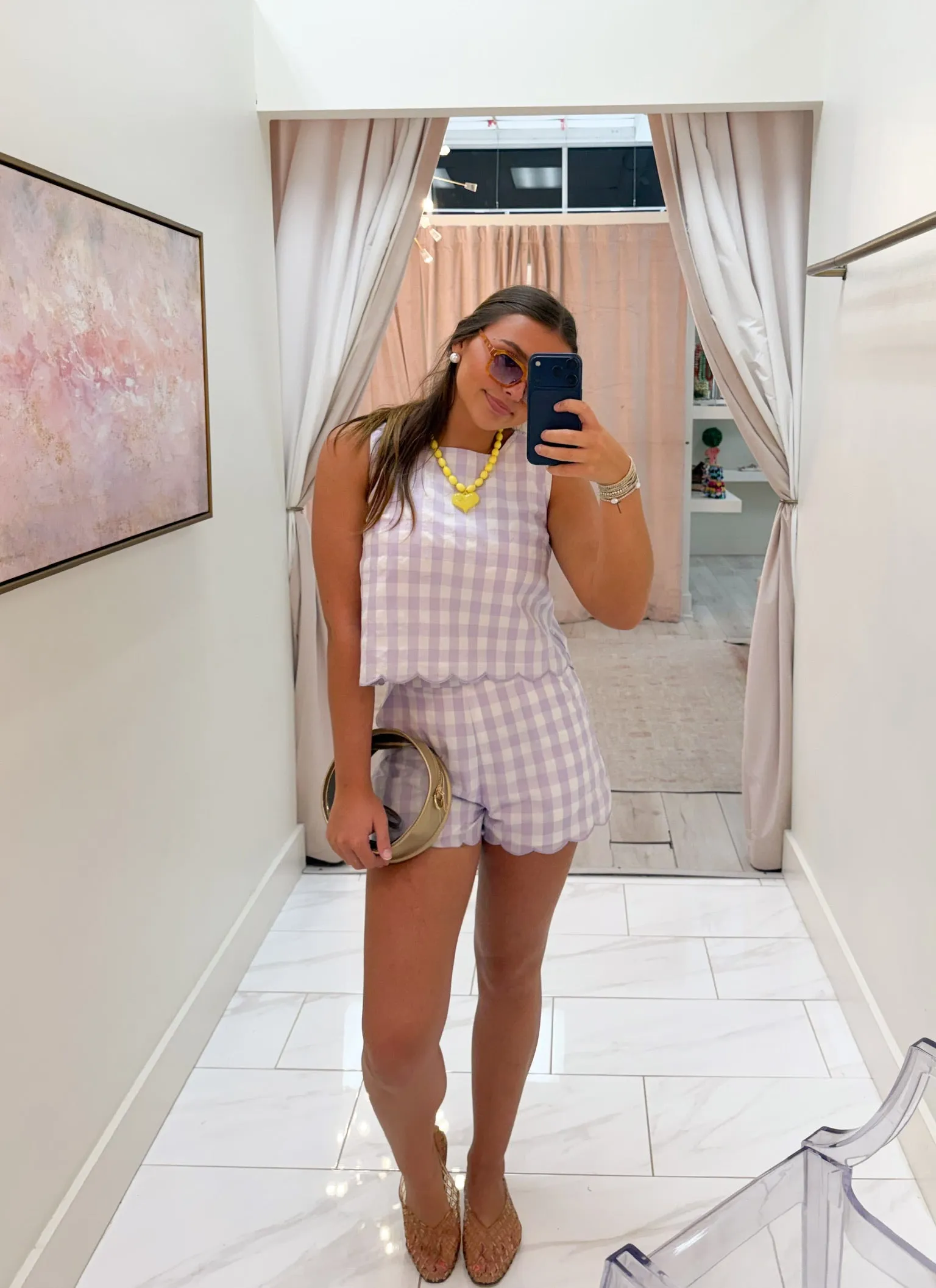 Lavender Scallop Hem Shorts sold by Mimosa product image thumbnail 2