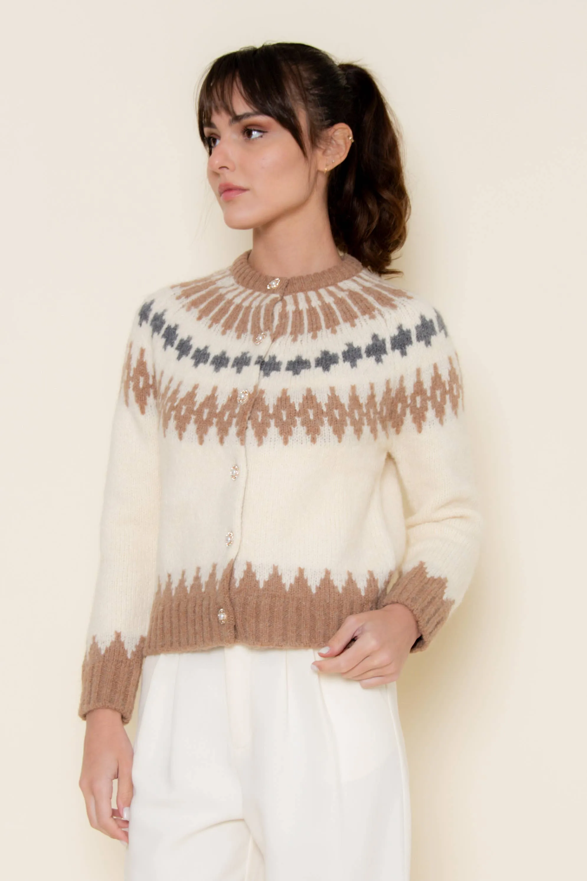 Ski Pattern Knitted Cardigan sold by Mimosa product image thumbnail 2