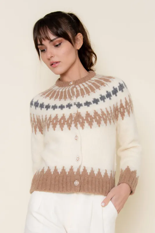 Ski Pattern Knitted Cardigan made by Fore Collection