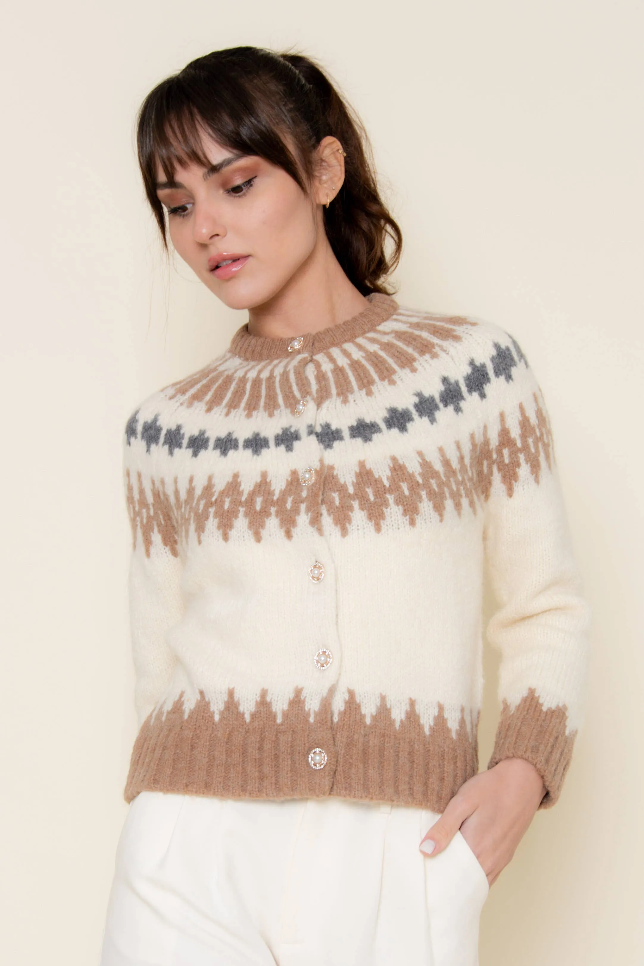Ski Pattern Knitted Cardigan sold by Mimosa