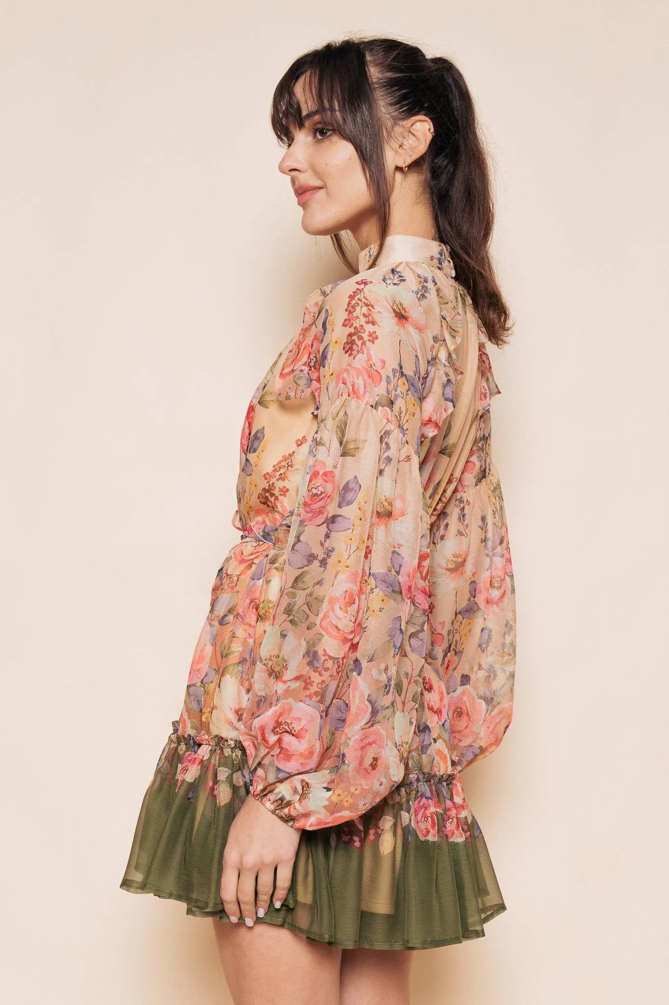 Evening Garden Mini Dress with Tie Belt sold by Mimosa product image thumbnail 2