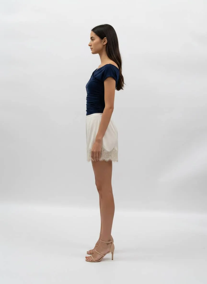 Ivory High Waist Lace Trim Short sold by Mimosa product image thumbnail 4