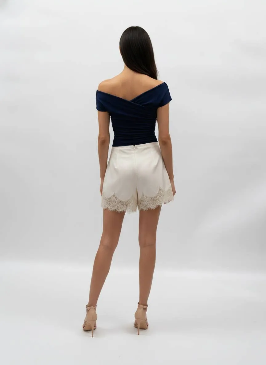 Ivory High Waist Lace Trim Short sold by Mimosa product image thumbnail 2