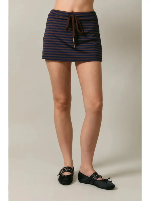Downtown Striped Mini Skort made by Le Lis