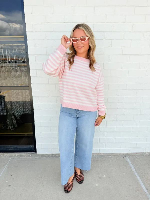Blush Stripe Crewneck Sweater made by Papermoon