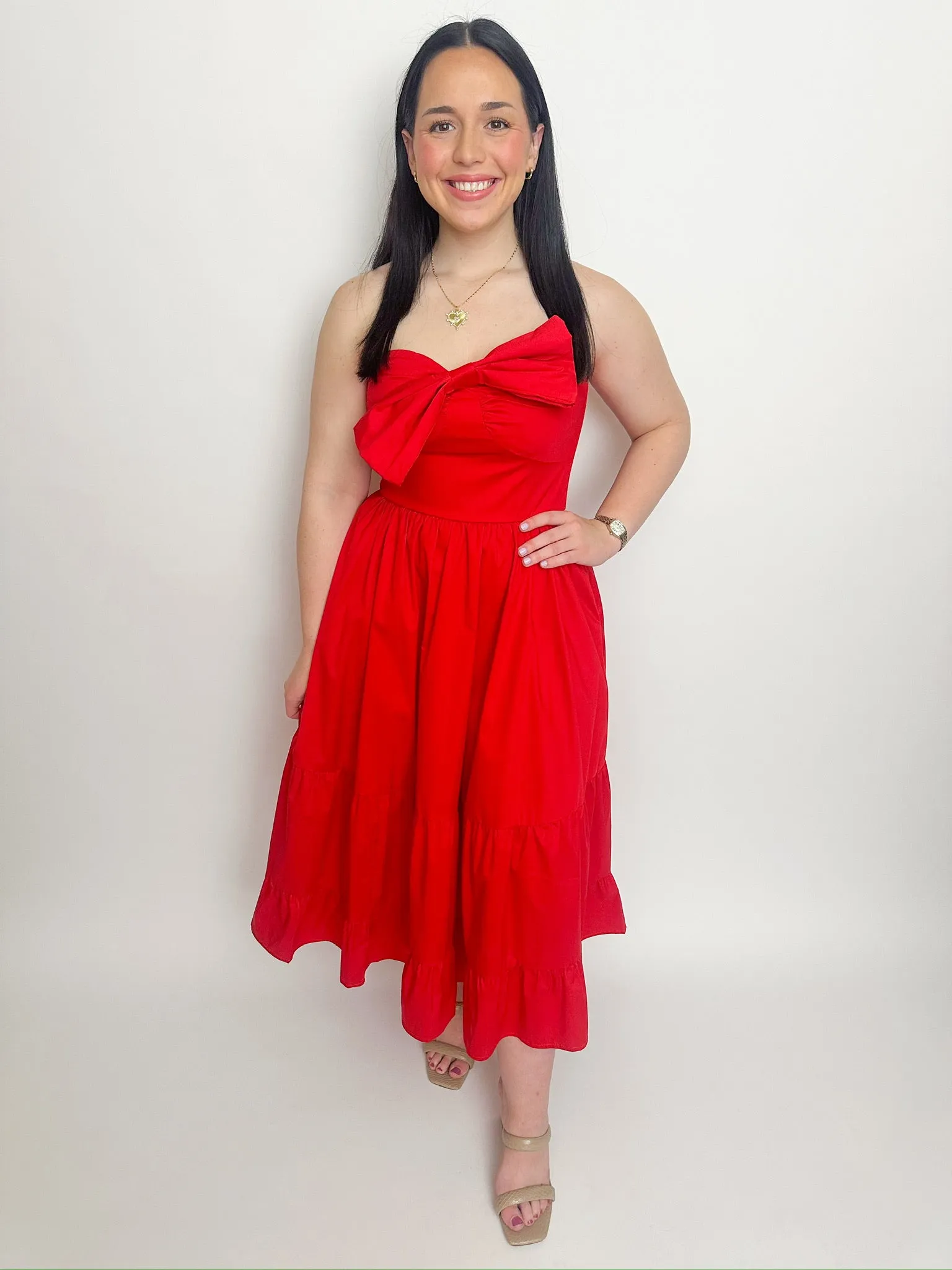 Scarlet Bow Front Midi Dress sold by Mimosa