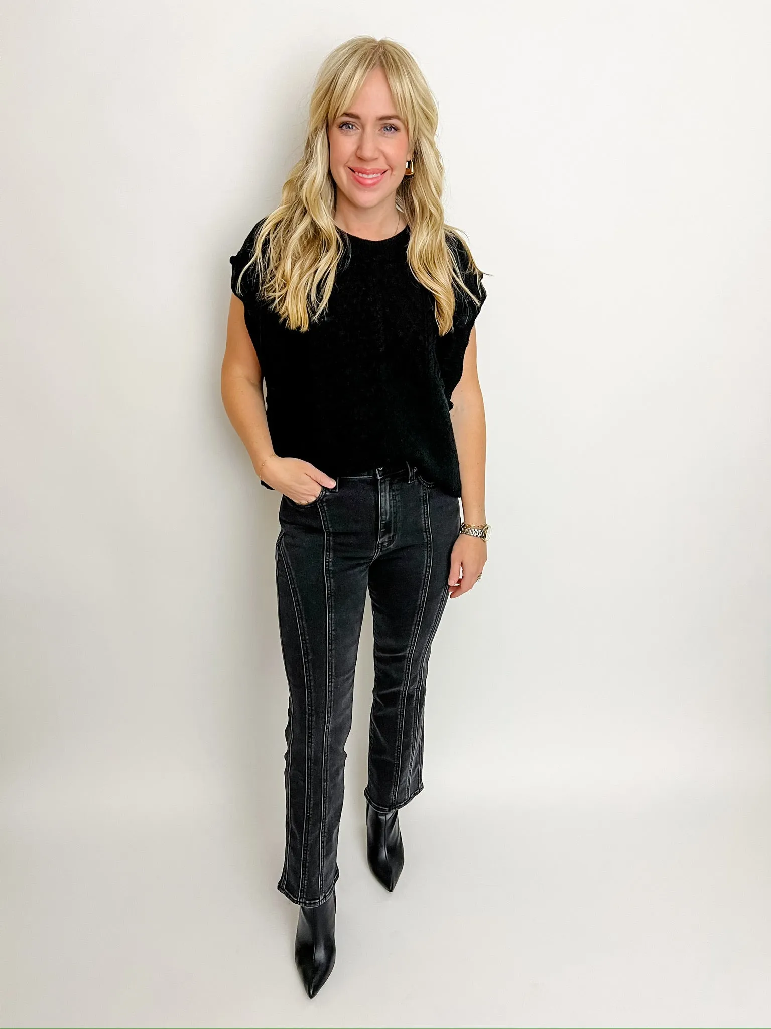 Mixed Up Cable Knit Sweater Vest sold by Mimosa product image thumbnail 3