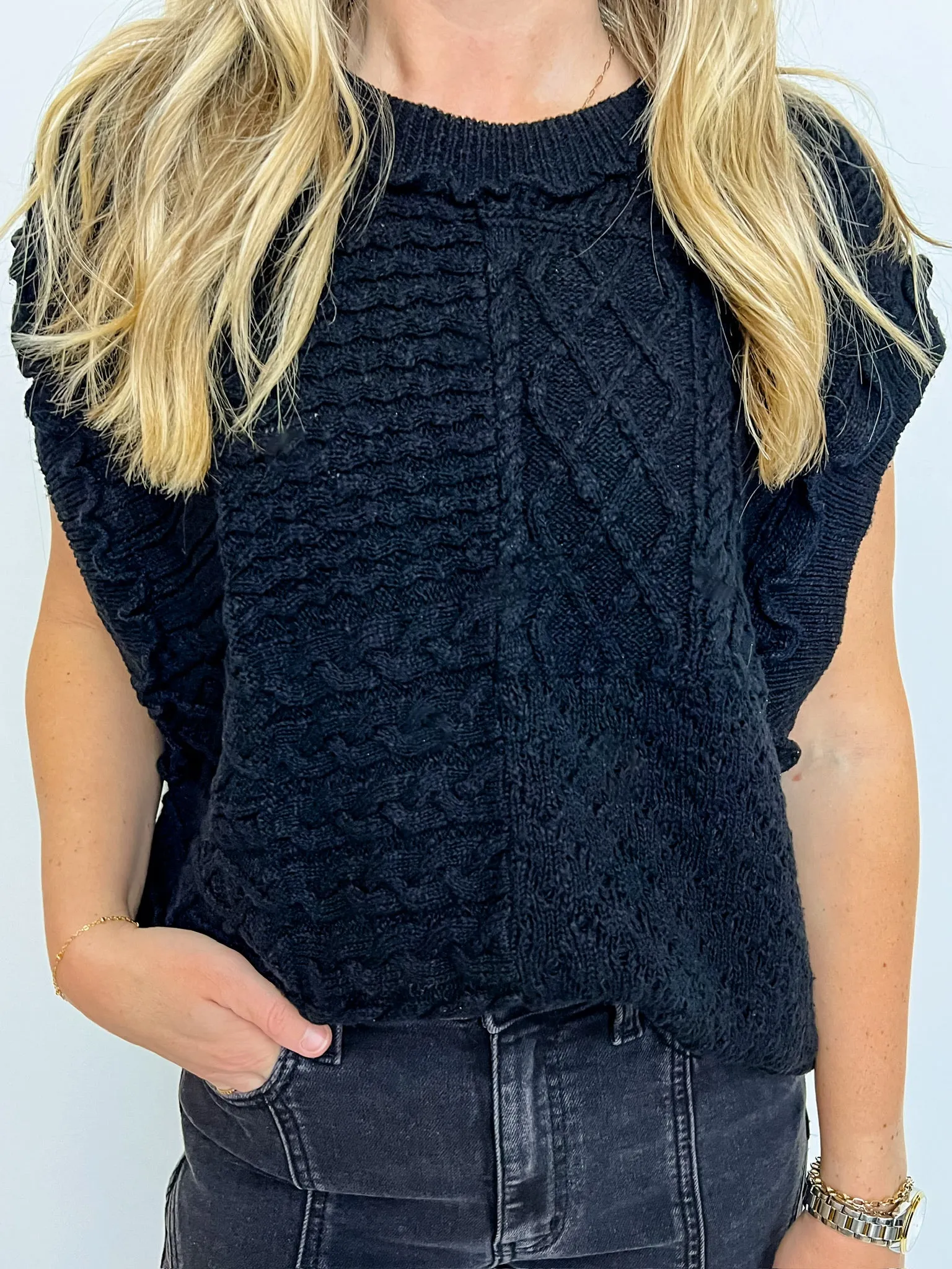 Mixed Up Cable Knit Sweater Vest sold by Mimosa product image thumbnail 2