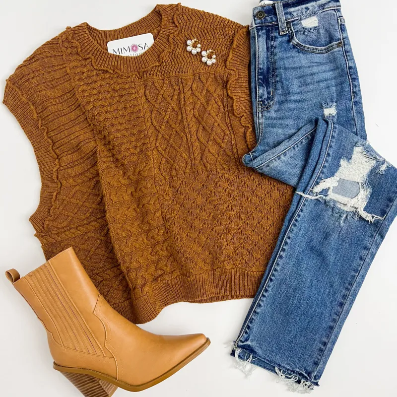 Mixed Up Cable Knit Sweater Vest sold by Mimosa