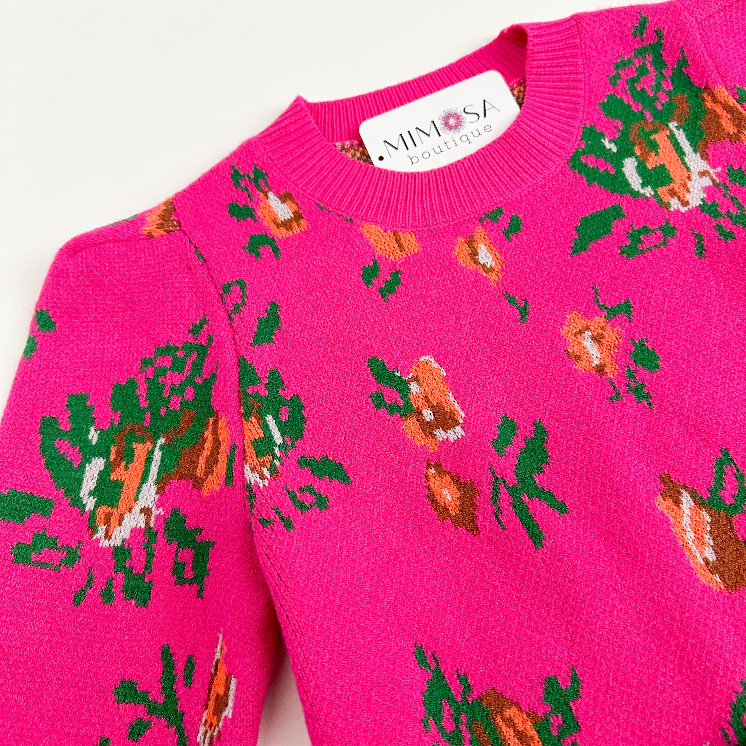 Floral Puff Sleeve Crew Sweater sold by Mimosa product image thumbnail 3