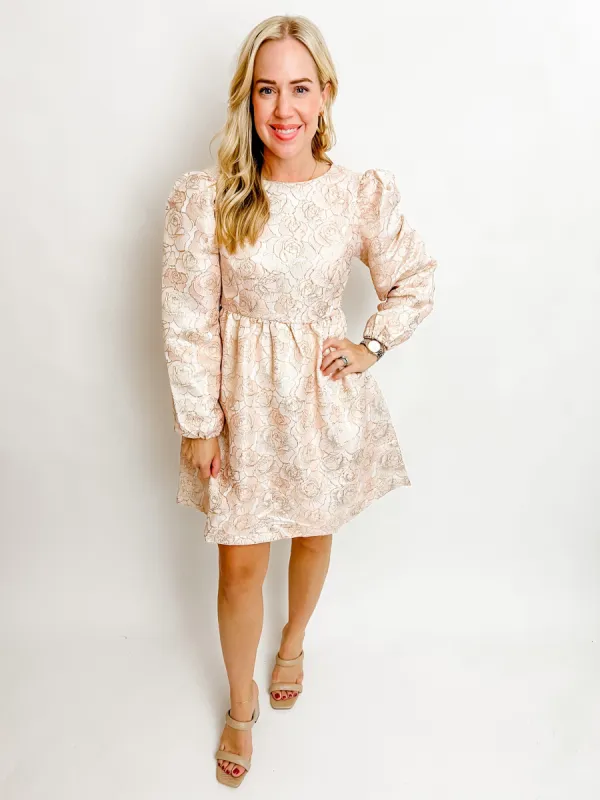 Rosey Brocade LS Cocktail Dress sold by Mimosa