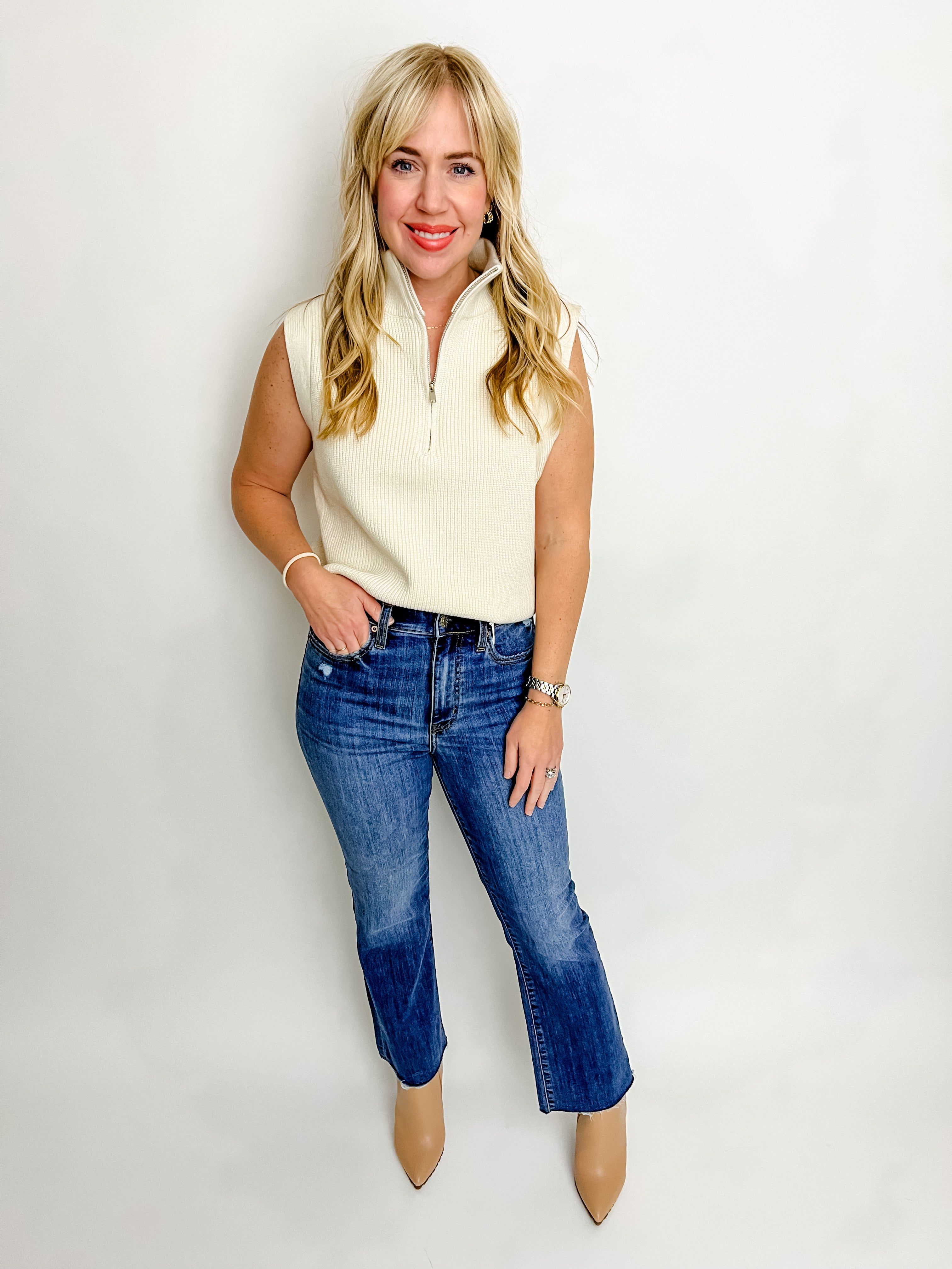 Bethany Half Zip Sweater Vest sold by Mimosa