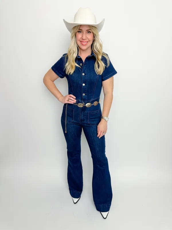 Tory Denim Flared Jumpsuit sold by Mimosa