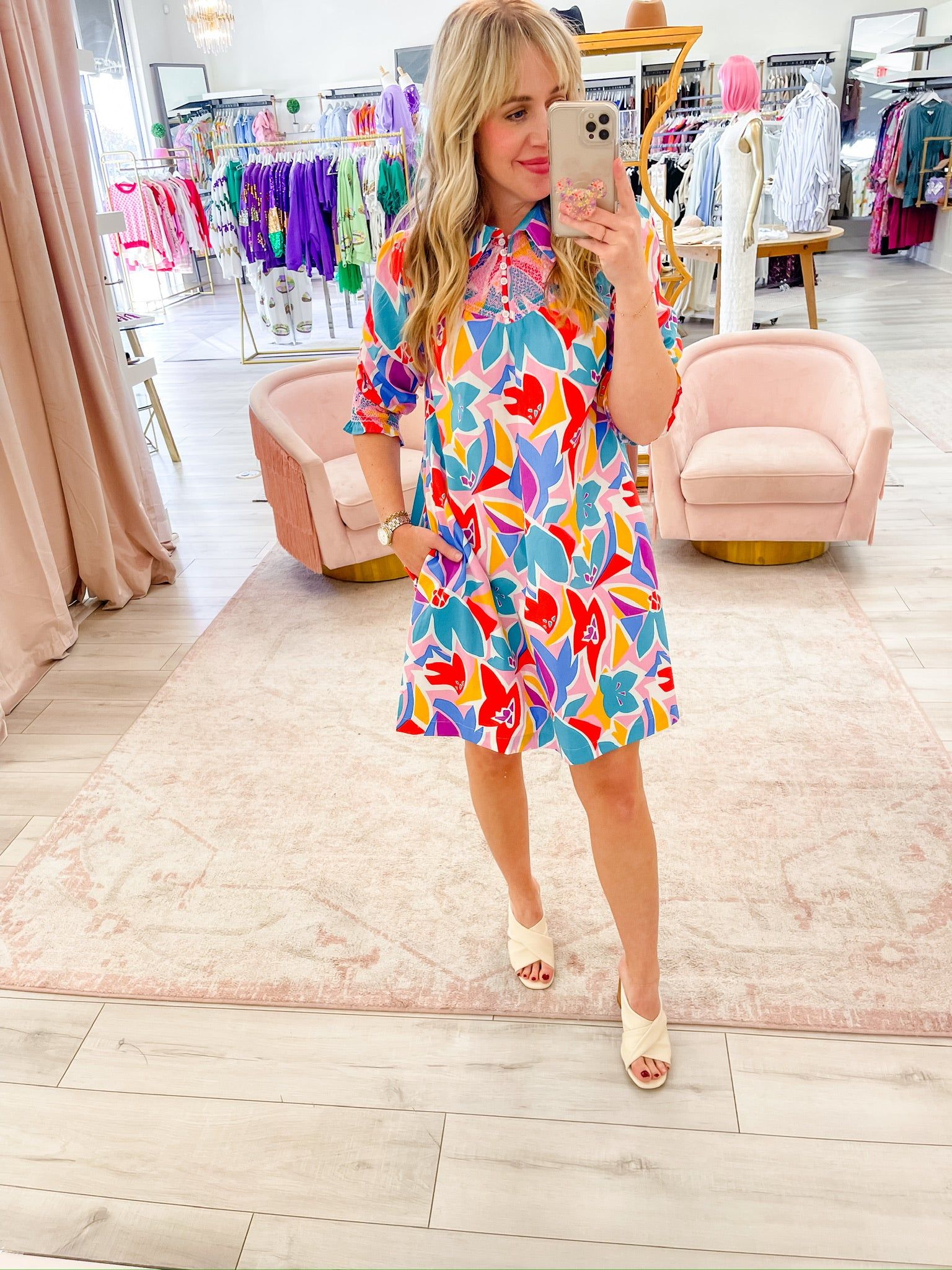 Sunny Day Smocked Yoke Mini Dress sold by Mimosa product image thumbnail 4