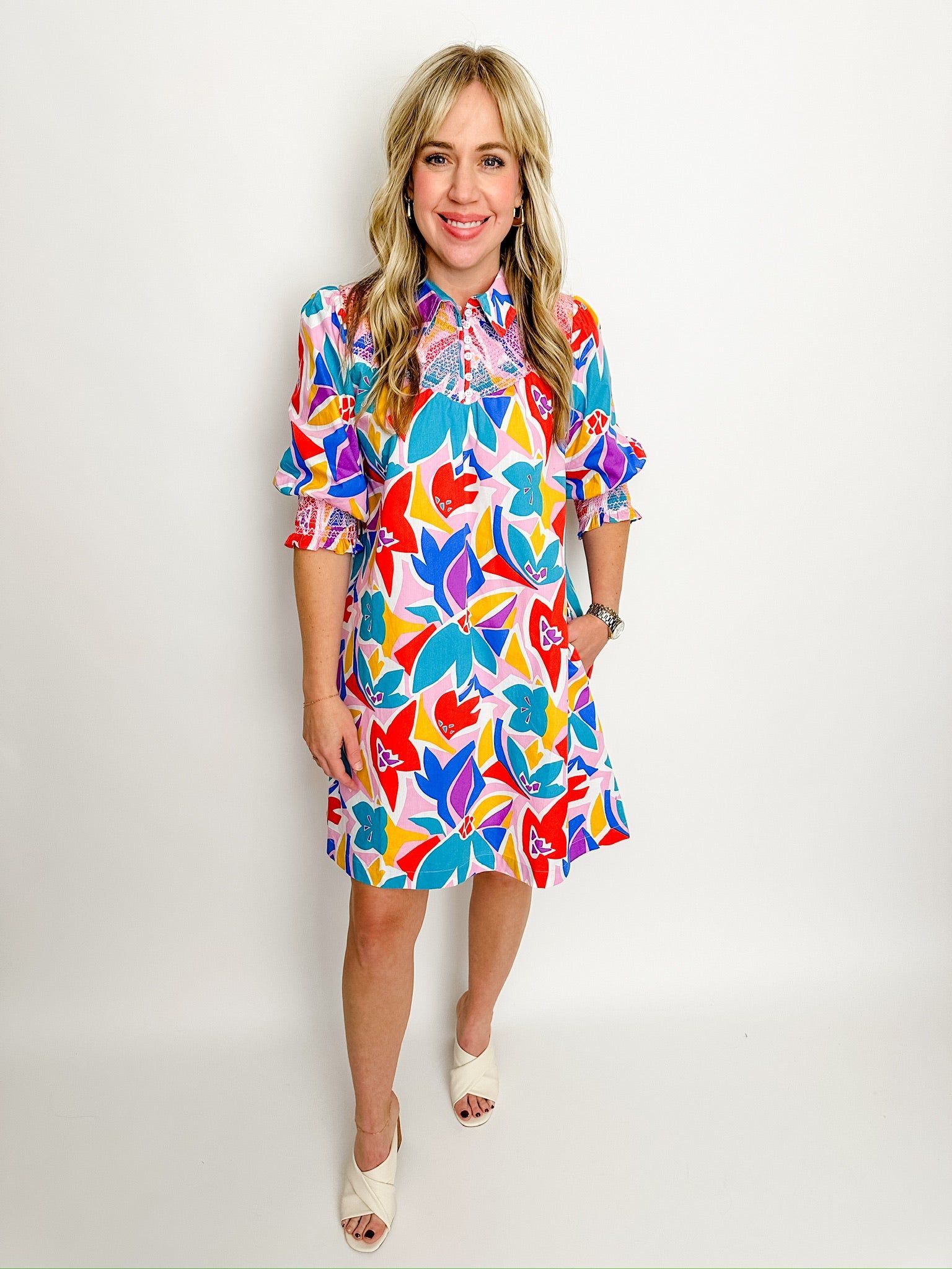 Sunny Day Smocked Yoke Mini Dress sold by Mimosa product image thumbnail 3