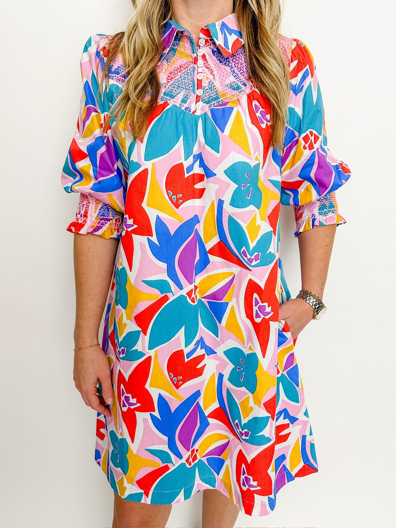 Sunny Day Smocked Yoke Mini Dress sold by Mimosa product image thumbnail 2